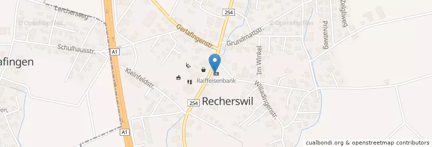 Mapa de ubicacion de Raiffeisenbank en Suíça, Solothurn, Amtei Bucheggberg-Wasseramt, Bezirk Wasseramt, Recherswil.