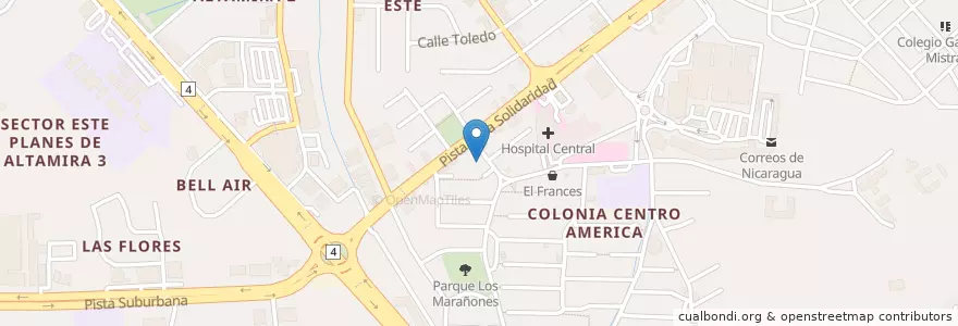 Mapa de ubicacion de Carlita's Place en Nicaragua, Departamento De Managua, Managua (Municipio).