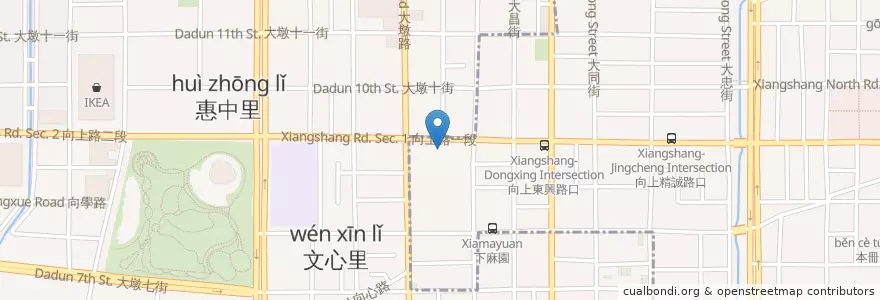 Mapa de ubicacion de 萬壽棒球場 en تايوان, تاي شانغ, 南屯區.