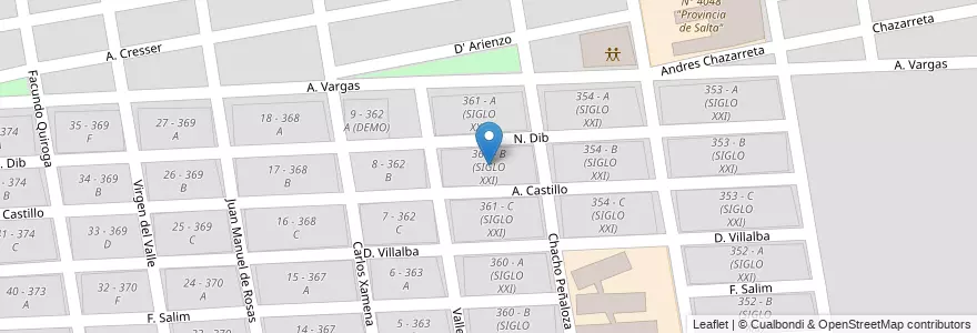 Mapa de ubicacion de 361 - B (SIGLO XXI) en 阿根廷, Salta, Capital, Municipio De Salta, Salta.