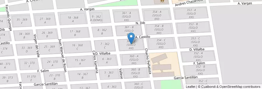 Mapa de ubicacion de 361 - C (SIGLO XXI) en アルゼンチン, サルタ州, Capital, Municipio De Salta, Salta.