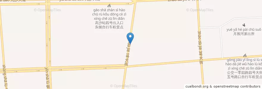 Mapa de ubicacion de 一号大街与四号大街东自行车租赁点 en 中国, 浙江省, 杭州市, 钱塘新区, 白杨街道.