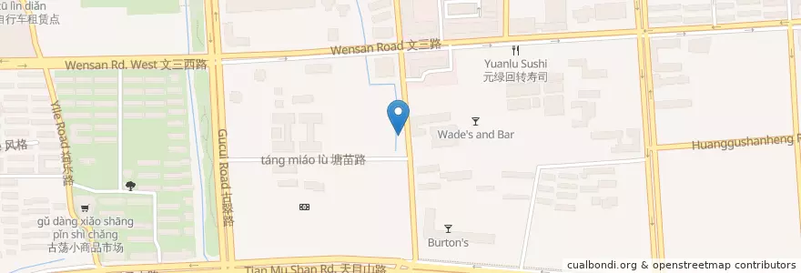 Mapa de ubicacion de 万塘路塘苗路口自行车租赁点 en China, Zhejiang, Hangzhou City, Xihu District.