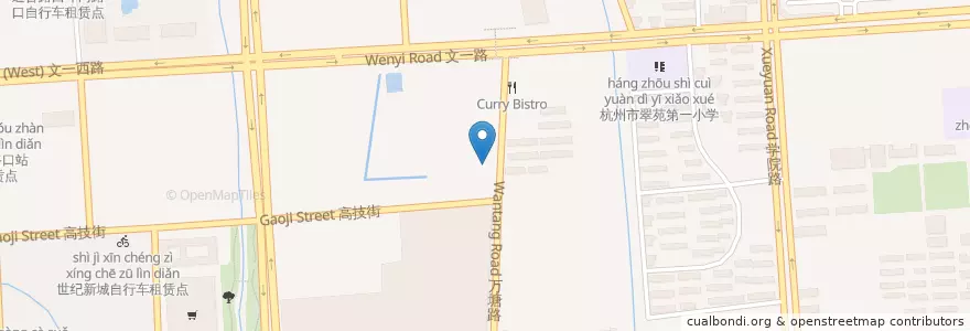 Mapa de ubicacion de 万塘路文一路口自行车租赁点 en الصين, تشيجيانغ, هانغتشو, 西湖区.