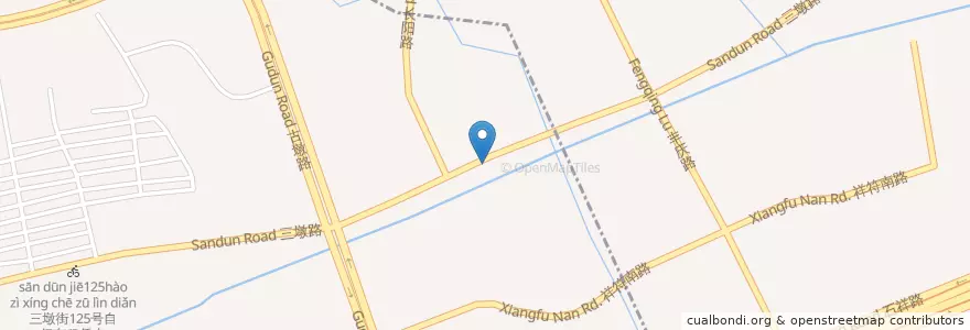Mapa de ubicacion de 三墩路长阳路东南角自行车租赁点 en Chine, Zhejiang, Hangzhou, District De Gongshu, 祥符街道.