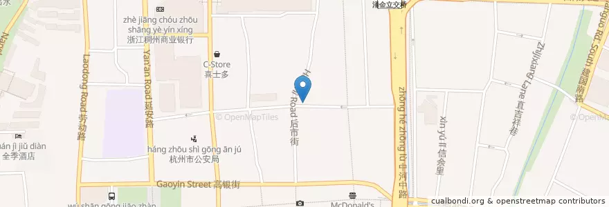 Mapa de ubicacion de 上城区政府自行车租赁点 en Китай, Чжэцзян, Ханчжоу, 上城区, 清波街道.