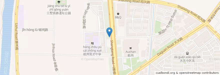 Mapa de ubicacion de 上塘欧尚加油站自行车租赁点 en 中国, 浙江省, 杭州市, 拱墅区, 上塘街道.