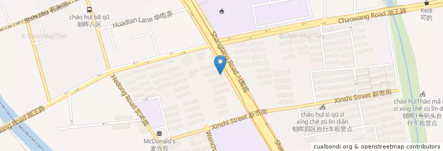 Mapa de ubicacion de 上塘路消防中队自行车租赁点 en Китай, Чжэцзян, Ханчжоу, 下城区, 朝晖街道.