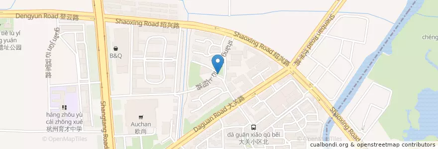 Mapa de ubicacion de 上绍路五十六号自行车租赁点 en 中国, 浙江省, 杭州市, 拱墅区.
