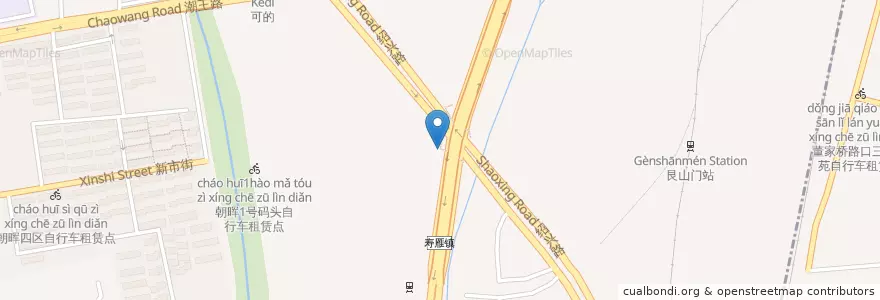 Mapa de ubicacion de 东新路绍兴路西北角自行车租赁点 en Çin, Zhejiang, Hangzhou, 下城区, 文晖街道.