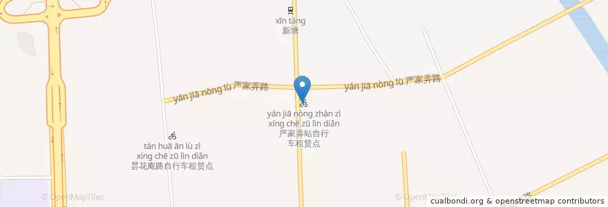 Mapa de ubicacion de 严家弄站自行车租赁点 en 中国, 浙江省, 杭州市, 江干区.