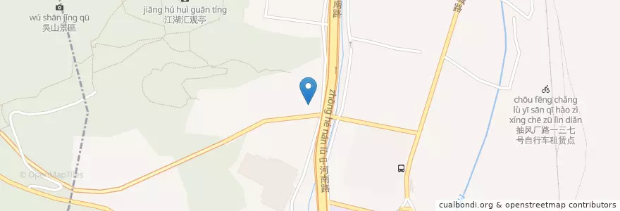 Mapa de ubicacion de 中山南路二零三号自行车租赁点 en Китай, Чжэцзян, Ханчжоу, 上城区, 紫阳街道.