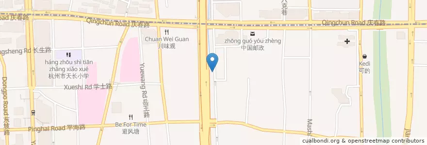 Mapa de ubicacion de 中河中路240号自行车租赁点 en 中国, 浙江省, 杭州市, 上城区, 小营街道.
