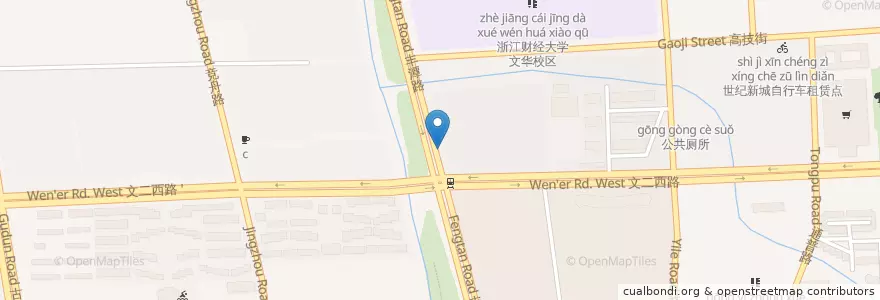 Mapa de ubicacion de 丰潭路258号自行车租赁点 en 中国, 浙江省, 杭州市, 西湖区.