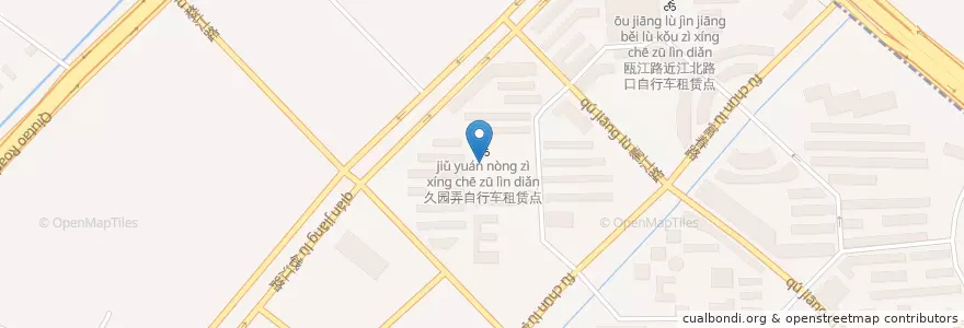 Mapa de ubicacion de 久园弄自行车租赁点 en Çin, Zhejiang, Hangzhou, 上城区, 望江街道.
