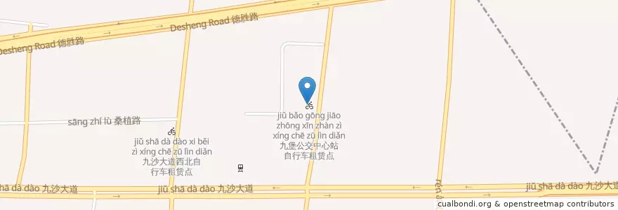 Mapa de ubicacion de 九堡公交中心站自行车租赁点 en 중국, 저장성, 항저우시, 장간구, 九堡街道.