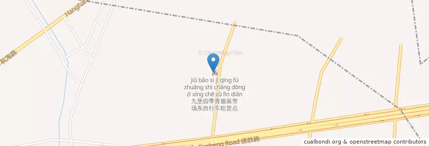 Mapa de ubicacion de 九堡四季青服装市场东自行车租赁点 en Китай, Чжэцзян, Ханчжоу, 江干区, 九堡街道.
