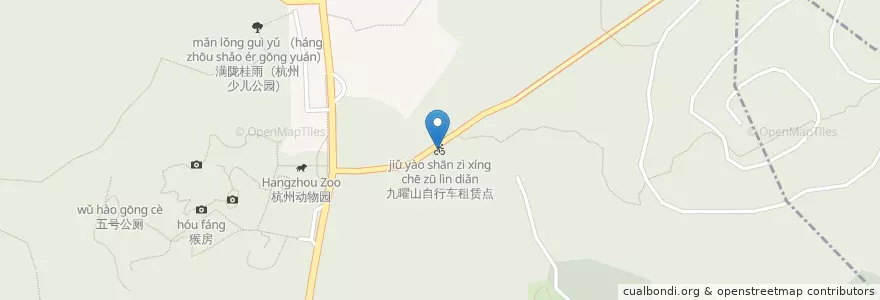 Mapa de ubicacion de 九曜山自行车租赁点 en Çin, Zhejiang, Hangzhou, 西湖区, 西湖街道.