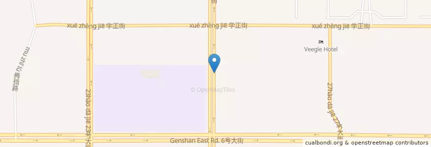 Mapa de ubicacion de 二十五号大街一一四十号自行车租赁点 en 中国, 浙江省, 杭州市, 钱塘新区, 白杨街道.