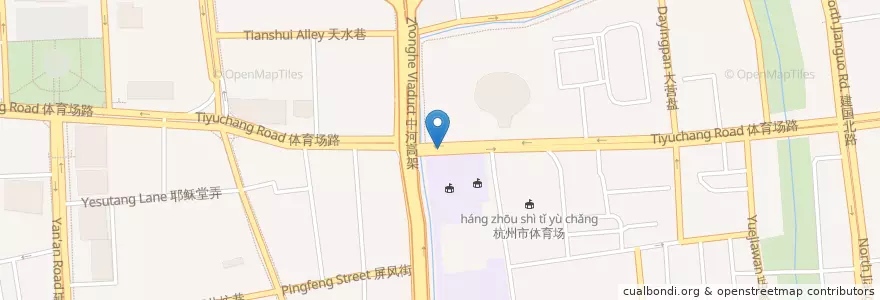 Mapa de ubicacion de 体育场路209号自行车租赁点 en الصين, تشيجيانغ, هانغتشو, 下城区.