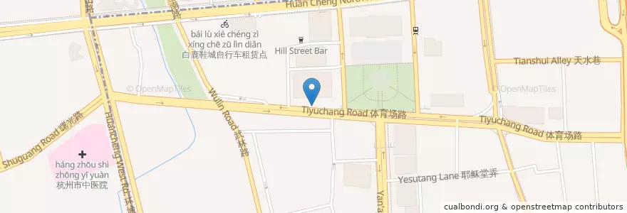 Mapa de ubicacion de 体育场路三百七十自行车租赁点 en Çin, Zhejiang, Hangzhou, 下城区.