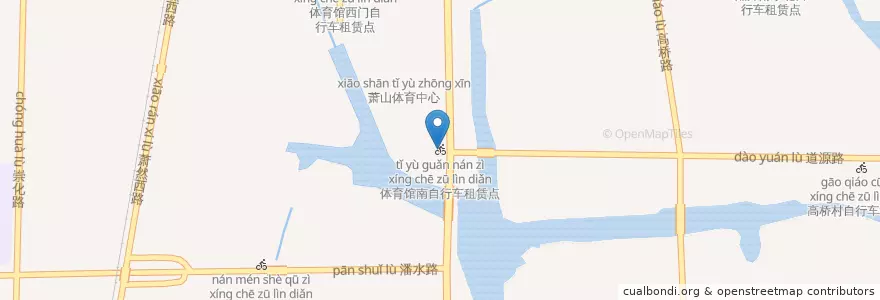 Mapa de ubicacion de 体育馆南自行车租赁点 en Chine, Zhejiang, Hangzhou.