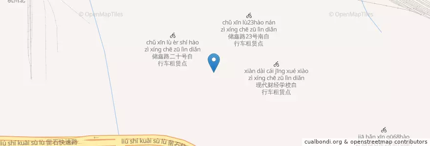 Mapa de ubicacion de 储鑫路11号南自行车租赁点 en Çin, Zhejiang, Hangzhou, 拱墅区, 上塘街道.