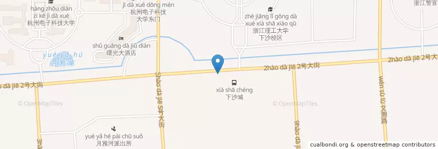 Mapa de ubicacion de 地铁文泽站F(公交下沙城总站)自行车租赁点 en 中国, 浙江省, 杭州市, 钱塘新区, 白杨街道.