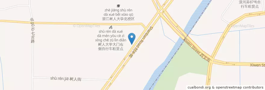 Mapa de ubicacion de 公交善贤村站自行车租赁点 en 中国, 浙江省, 杭州市, 拱墅区.