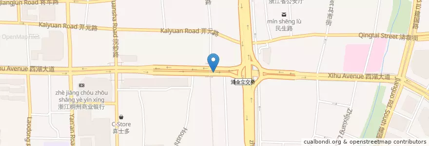 Mapa de ubicacion de 公交耀江广厦自行车租赁点 en 中国, 浙江省, 杭州市, 上城区.
