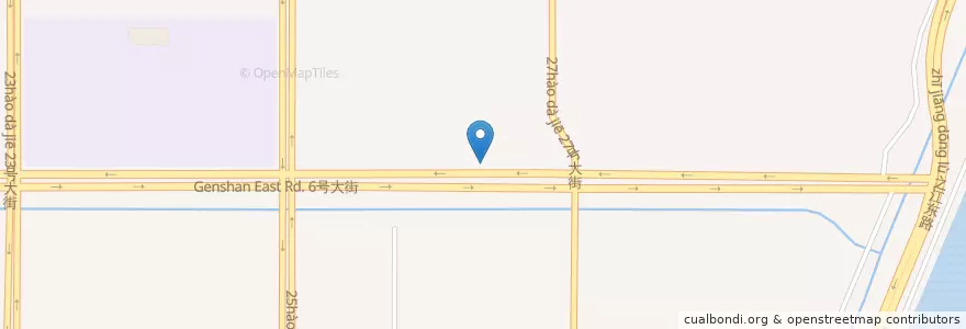 Mapa de ubicacion de 六号大街三四二号自行车租赁点 en 中国, 浙江省, 杭州市, 钱塘新区, 白杨街道.