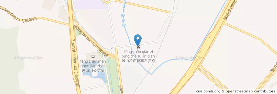 Mapa de ubicacion de 凤山桥自行车租赁点 en China, Zhejiang, Hangzhou, 上城区, 紫阳街道.