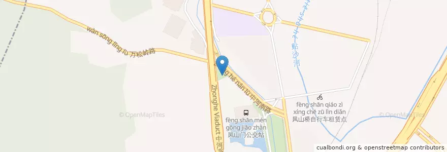 Mapa de ubicacion de 凤山门自行车租赁点 en 중국, 저장성, 항저우시, 상청구, 紫阳街道.