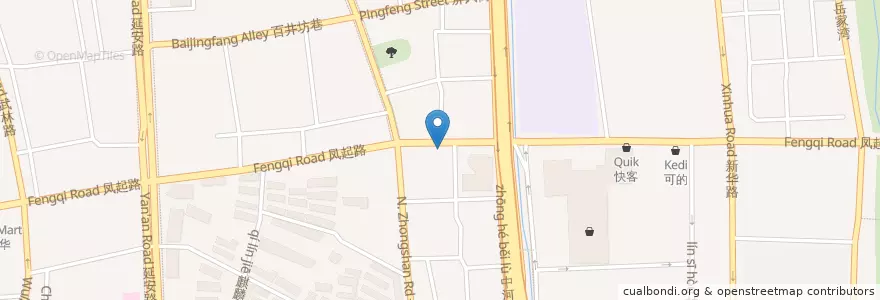 Mapa de ubicacion de 凤起路333号自行车租赁点 en China, Zhejiang, 杭州市, 下城区.