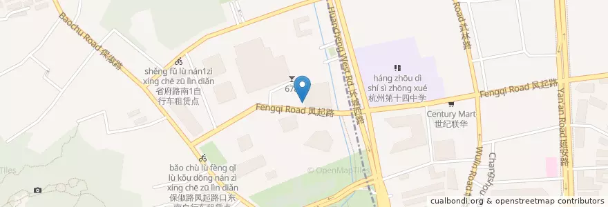 Mapa de ubicacion de 凤起路620号自行车租赁点 en China, Zhejiang, Hangzhou, 北山街道.