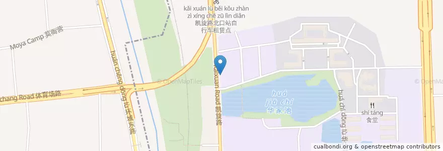 Mapa de ubicacion de 凯旋路电杆1自行车租赁点 en Çin, Zhejiang, Hangzhou, 江干区, 凯旋街道.