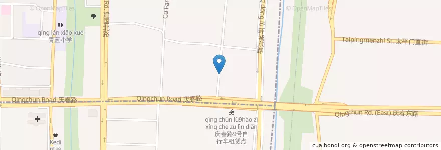 Mapa de ubicacion de 刀矛巷9号自行车租赁点 en Cina, Zhejiang, Hangzhou, Distretto Di Xiacheng.