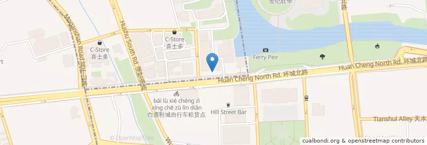 Mapa de ubicacion de 华贸鞋城门口自行车租赁点 en China, Zhejiang, 杭州市, 下城区.