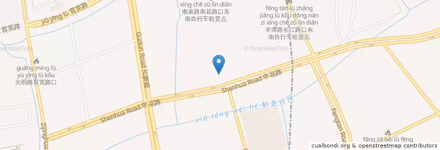 Mapa de ubicacion de 南泉路申花路口自行车租赁点 en China, Zhejiang, Hangzhou, Gongshu, 祥符街道.
