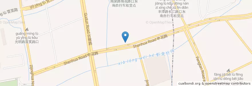 Mapa de ubicacion de 南泉路长江路口自行车租赁点 en China, Zhejiang, Hangzhou, Gongshu, 祥符街道.