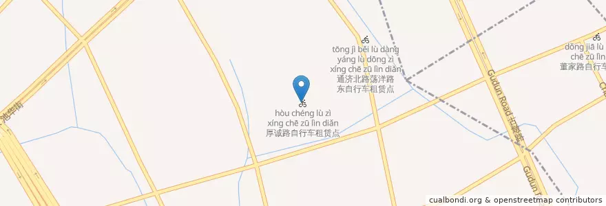 Mapa de ubicacion de 厚诚路自行车租赁点 en China, Zhejiang, 杭州市, 三墩镇.