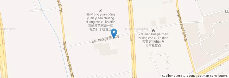 Mapa de ubicacion de 古荡综合商务大楼自行车租赁点 en 中国, 浙江省, 杭州市, 西湖区.