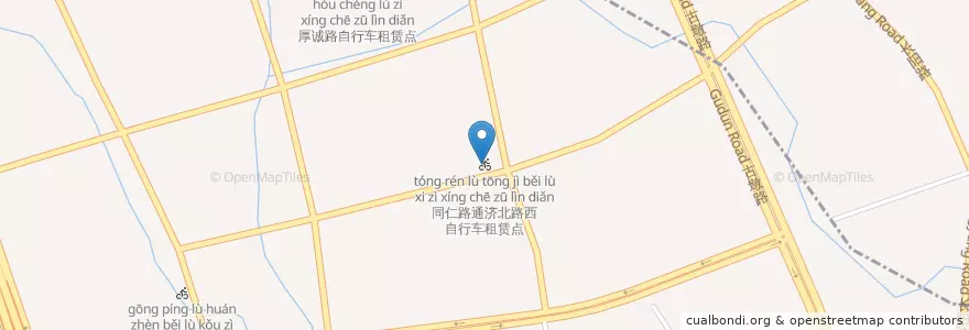 Mapa de ubicacion de 同仁路通济北路西自行车租赁点 en 중국, 저장성, 항저우시, 三墩镇.
