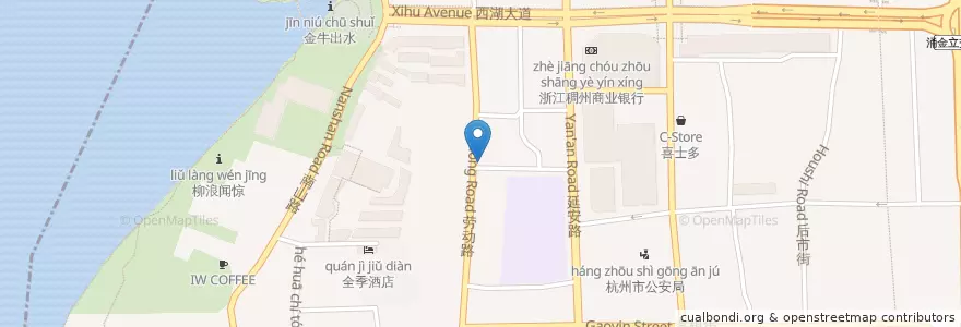 Mapa de ubicacion de 嘉和里路口自行车租赁点 en Çin, Zhejiang, Hangzhou, 上城区.