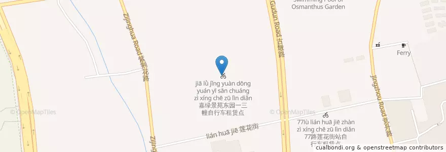 Mapa de ubicacion de 嘉绿景苑东园一三幢自行车租赁点 en Çin, Zhejiang, Hangzhou, 西湖区.