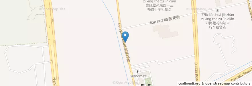 Mapa de ubicacion de 嘉绿景苑南园6幢自行车租赁点 en China, Zhejiang, Hangzhou, 西湖区.