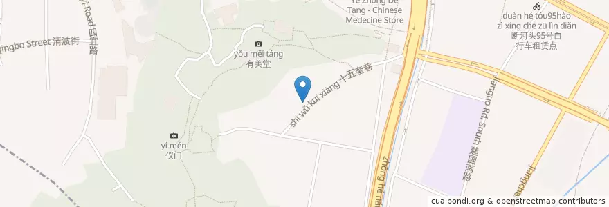 Mapa de ubicacion de 四牌楼17号自行车租赁点 en 中国, 浙江省, 杭州市, 上城区, 清波街道.