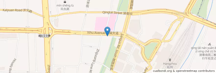 Mapa de ubicacion de 四维里二弄自行车租赁点 en الصين, تشيجيانغ, هانغتشو, 上城区, 小营街道.