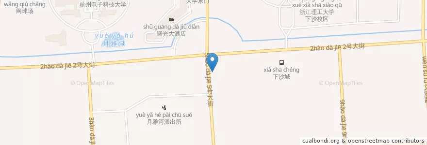 Mapa de ubicacion de 地铁文泽站东南角自行车租赁点 en China, Zhejiang, Hangzhou City, 钱塘新区, 白杨街道.