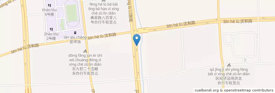 Mapa de ubicacion de 地铁滨和路站(一)自行车租赁点 en China, Zhejiang, Hangzhou, Binjiang, 西兴街道.